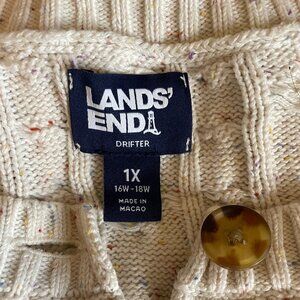 Lands End speckled cream cardigan